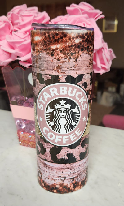 Starbucks Rose Gold Sequin and Leopard 20 oz Stainless Steel Tumbler with Lid, Ideal for Coffee Lovers, Stylish Design, Hand Wash Only - Drinkware, Bottle - Glamorous Beauty & Boutique