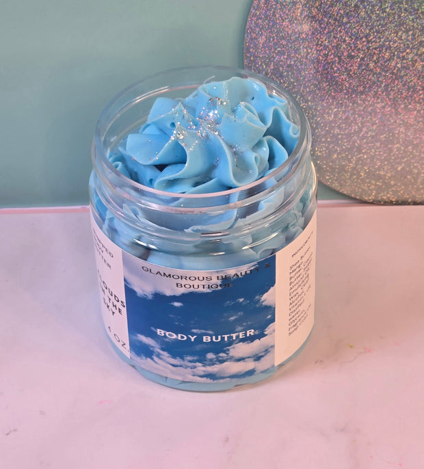 Clouds in the Sky Whipped Body Butter. Handmade Shea, Cocoa and Mango Butter Body Frosting. All Natural Non Greasy No Melt Body Butter