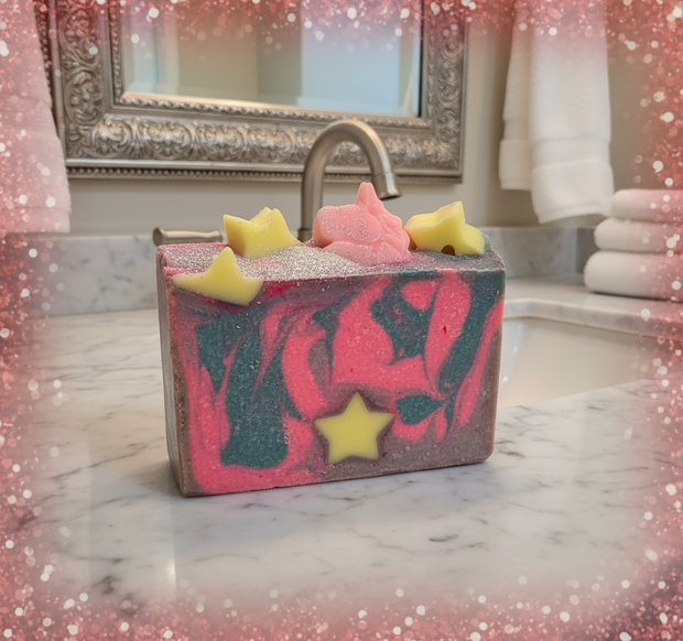 Over The Rainbow Organic Cold Process Swirl Soap. Handmade All Natural Handcrafted Soap. Cute Swirl Soap! Pink Soap Bar. Yoni Soap