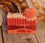 Winter Candy Apple Handmade All Natural Goat Milk & Shea Butter Soap with Embeds. Makeup Brush Cleaner. Cute Handcrafted Layered Soap for Fall