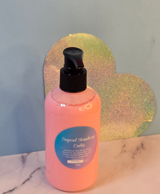 Sugared Strawberry Cookie Whipped Shea Butter Moisturizer. Handmade Shea Butter Body Frosting. All Natural Hand and Body Lotion 8 oz