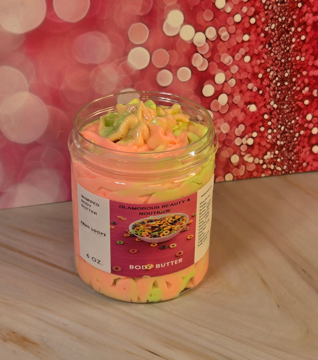 Fruit Loops Whipped Body Butter. Handmade Shea & Cocoa Butter Body Butter. All Natural Non Greasy Emulsified Body Butter. Bakery Scented