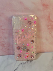 Pink Barbiecore & Hello Kitty Junk Phone Case for IPhone 16. Custom Phone Case (Rhinestones, Pearls). Glam Luxury Phone Case