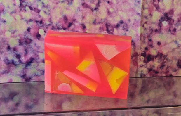 Aloha Paradise Handmade All Natural Goat Milk & Shea Butter Soap with Embeds. Yoni Soap Bar. Cute Handcrafted Layered Soap