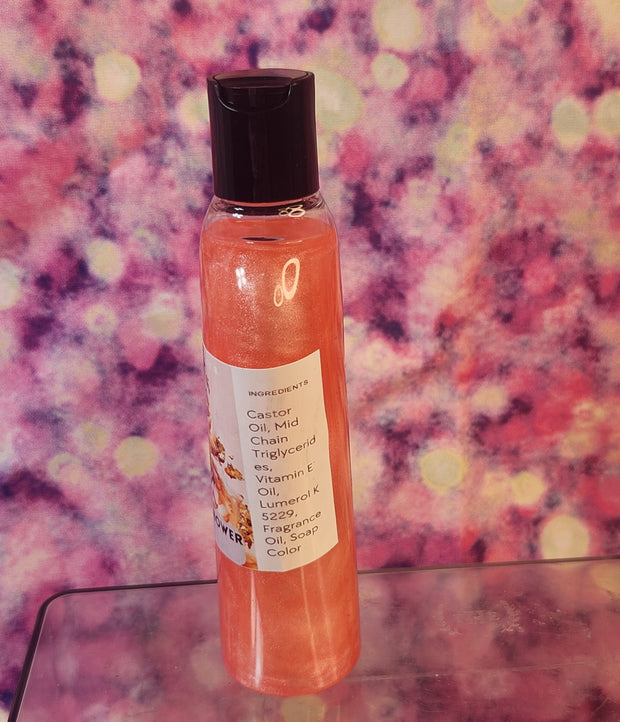 Luxurious Foaming Shower Oil 4 oz in Rose Gold Scent - Handmade Moisturizing Body Wash with Castor oil