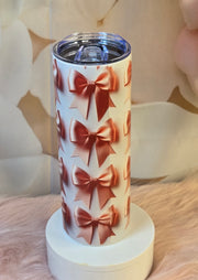 Pink Coquette Bow Stainless Steel Tumbler for Coffee Lovers! Skinny 20 oz Tumbler