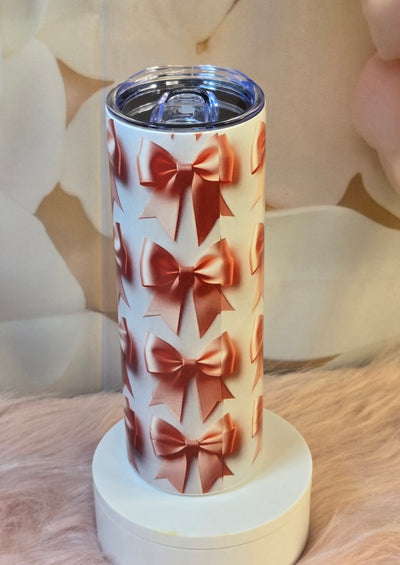 Pink Coquette Bow Stainless Steel Tumbler for Coffee Lovers! Skinny 20 oz Tumbler