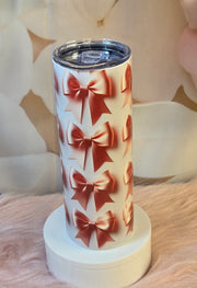 Pink Coquette Bow Stainless Steel Tumbler for Coffee Lovers! Skinny 20 oz Tumbler