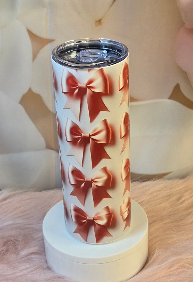 Pink Coquette Bow Stainless Steel Tumbler for Coffee Lovers! Skinny 20 oz Tumbler
