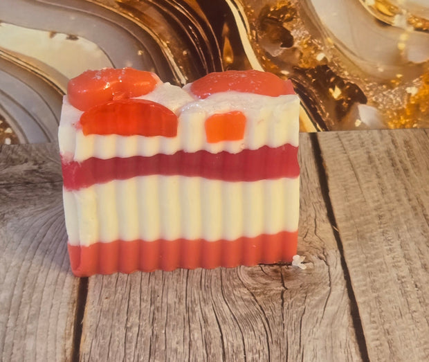 Winter Candy Apple Handmade All Natural Goat Milk & Shea Butter Soap with Embeds. Makeup Brush Cleaner. Cute Handcrafted Layered Soap for Fall