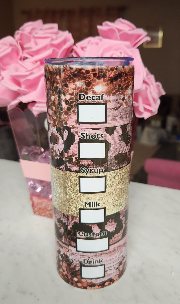 Starbucks Rose Gold Sequin and Leopard 20 oz Stainless Steel Tumbler with Lid, Ideal for Coffee Lovers, Stylish Design, Hand Wash Only - Drinkware, Bottle - Glamorous Beauty & Boutique