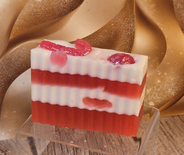 Candy Cane Handmade All Natural Goat Milk & Shea Butter Cereal Soap. Makeup Brush Cleaner. Cute Handcrafted Novelty Soap. Faux Food Soap.