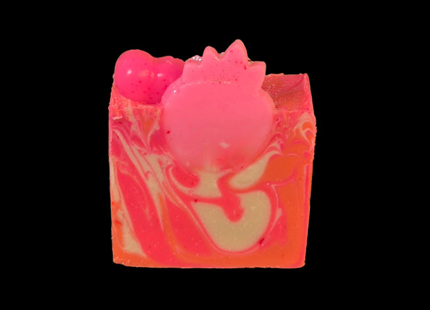 Strawberry Peach Champagne Organic Cold Process Swirl Soap with Frosting. Handmade All Natural Handcrafted Soap. Cute Swirl Soap! Pink Soap Bar. Yoni Soap