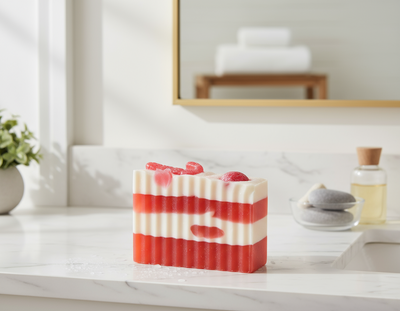 Candy Cane Handmade All Natural Goat Milk & Shea Butter Cereal Soap. Makeup Brush Cleaner. Cute Handcrafted Novelty Soap. Faux Food Soap.