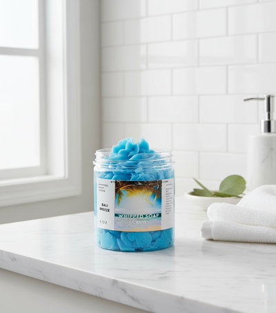 Bali Breeze Whipped Foaming Sugar Scrub. Exfoliating Body Wash & Scrub. All Natural Shea Butter Whipped Soap and Shaving Cream.
