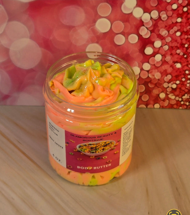 Fruit Loops Whipped Body Butter. Handmade Shea & Cocoa Butter Body Butter. All Natural Non Greasy Emulsified Body Butter. Bakery Scented