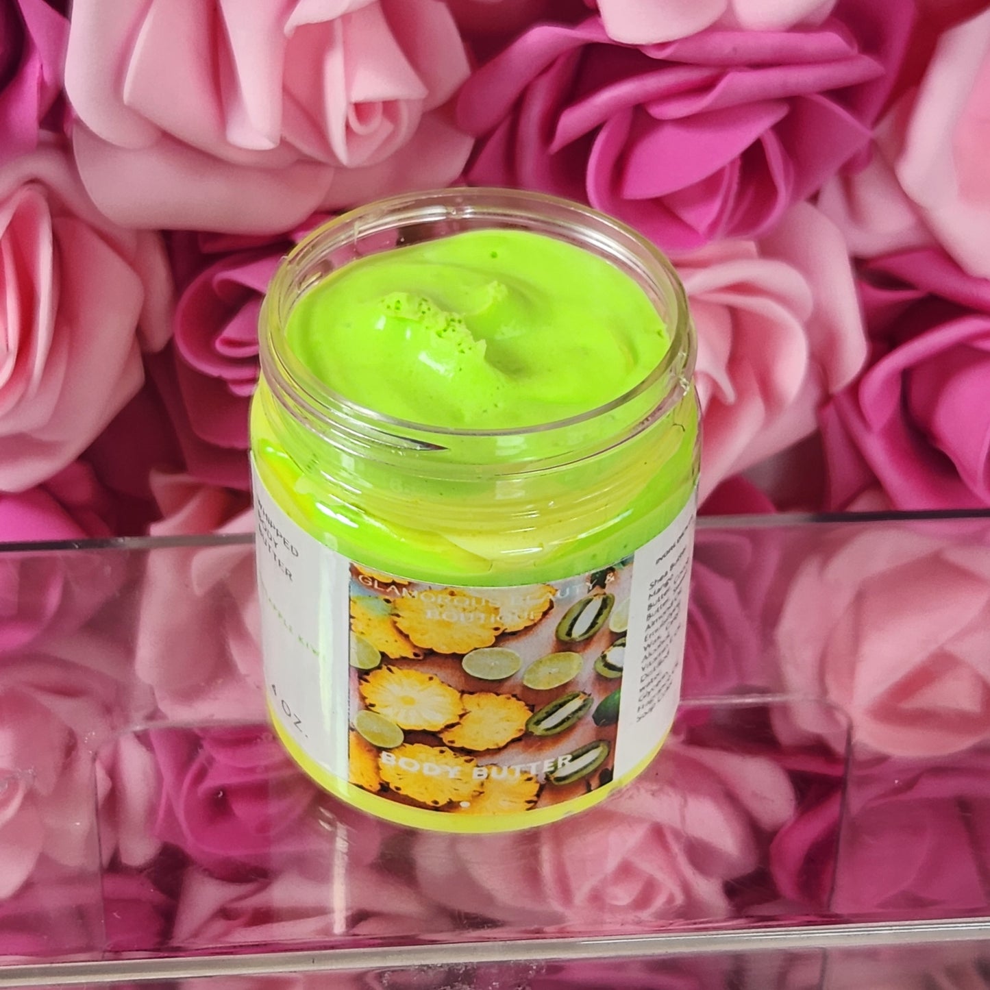 Pineapple Kiwi Whipped Body Butter. Handmade Shea, Cocoa and Mango Butter Body Frosting. All Natural Non Greasy Emulsified Body Butter - Glamorous Beauty & Boutique