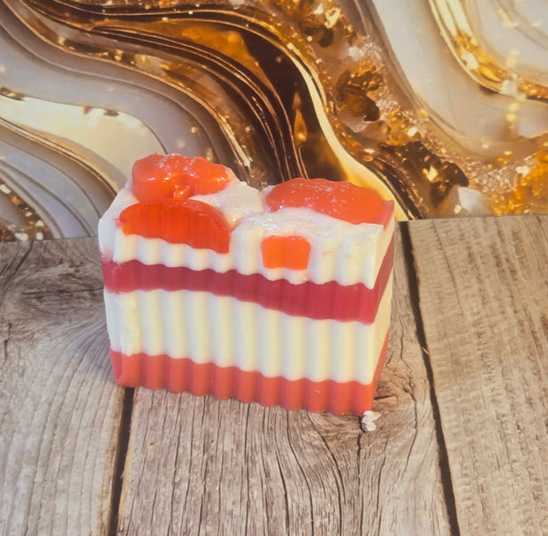 Winter Candy Apple Handmade All Natural Goat Milk & Shea Butter Soap with Embeds. Makeup Brush Cleaner. Cute Handcrafted Layered Soap for Fall