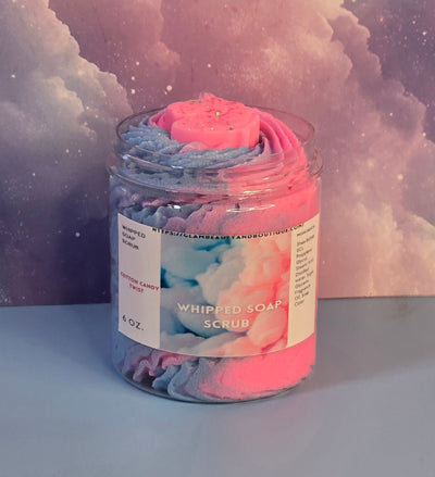 Cotton Candy Whipped Foaming Shea Butter Sugar Scrub. Exfoliating Body Wash & Scrub. All Natural Shea Butter Whipped Soap. Shaving Cream.