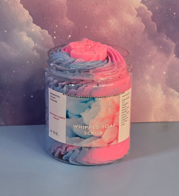 Cotton Candy Whipped Foaming Shea Butter Sugar Scrub. Exfoliating Body Wash & Scrub. All Natural Shea Butter Whipped Soap. Shaving Cream.