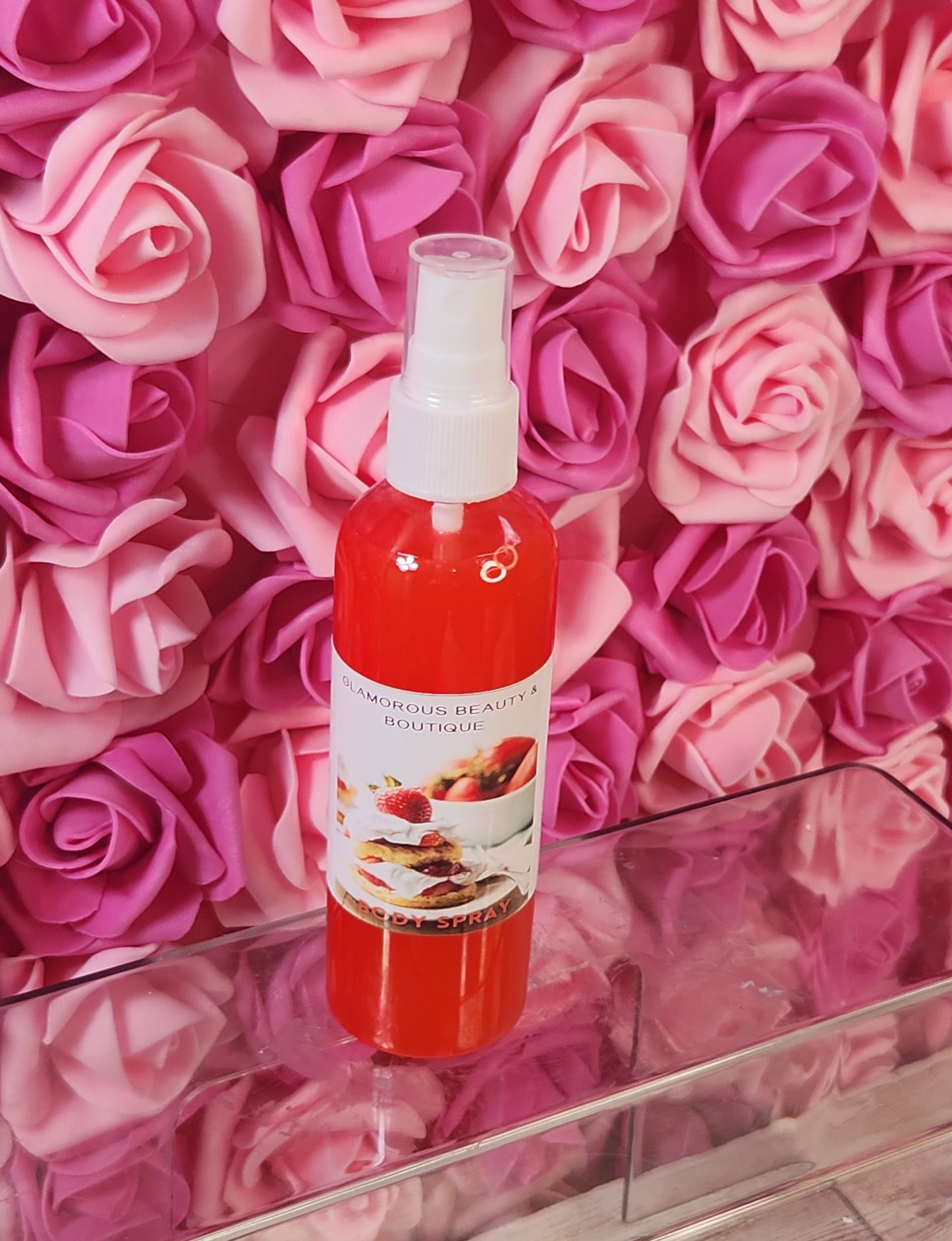 Strawberry Shortcake Body & Hair Spray. 4 oz Handmade Moisturizing Hair and Body Mist.  Alcohol Free! Room Freshener. - Glamorous Beauty & Boutique