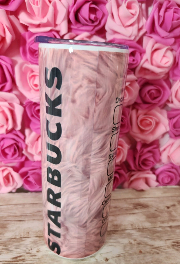 Starbucks Pink Faux Fur Glam 20 oz Stainless Steel Tumbler with Lid, Ideal for Coffee Lovers, Stylish Design, Hand Wash Only - Drinkware, Bottle - Glamorous Beauty & Boutique