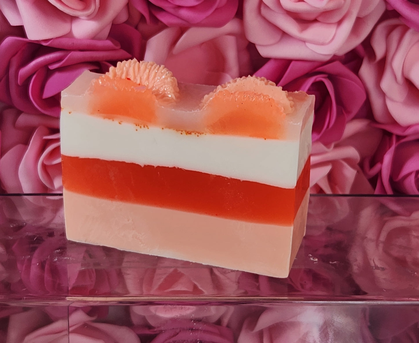 Orange Creamsicle Handmade All Natural Goat Milk & Shea Butter Soap with Embeds. Yoni Soap Bar. Cute Handcrafted Layered Soap