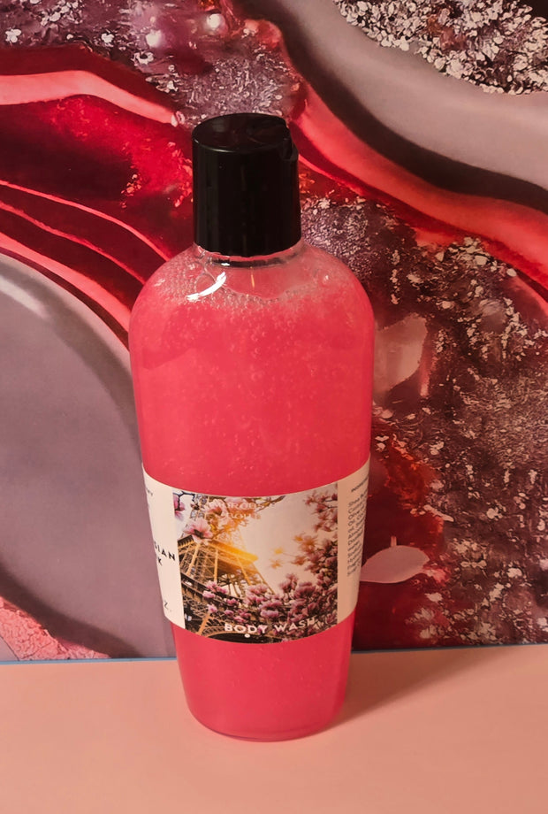 Parisian Pink Foaming All Natural Body Wash. Handmade Moisturizing Shower Gel. luxurious Cleanser