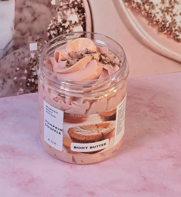 Pumpkin Souffle Whipped Body Butter. Handmade Shea & Cocoa Butter Whipped Body Butter. All Natural Non Greasy No Melt Body Butter