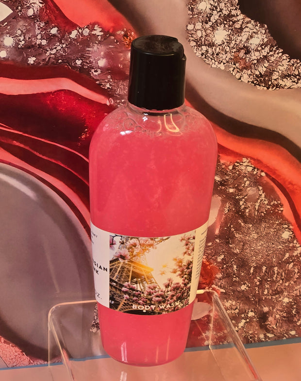 Parisian Pink Foaming All Natural Body Wash. Handmade Moisturizing Shower Gel. luxurious Cleanser