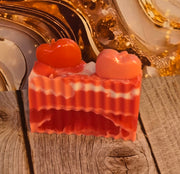 Winter Candy Apple Handmade All Natural Goat Milk & Shea Butter Soap with Embeds. Makeup Brush Cleaner. Cute Handcrafted Layered Soap for Fall