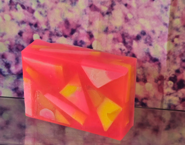 Aloha Paradise Handmade All Natural Goat Milk & Shea Butter Soap with Embeds. Yoni Soap Bar. Cute Handcrafted Layered Soap