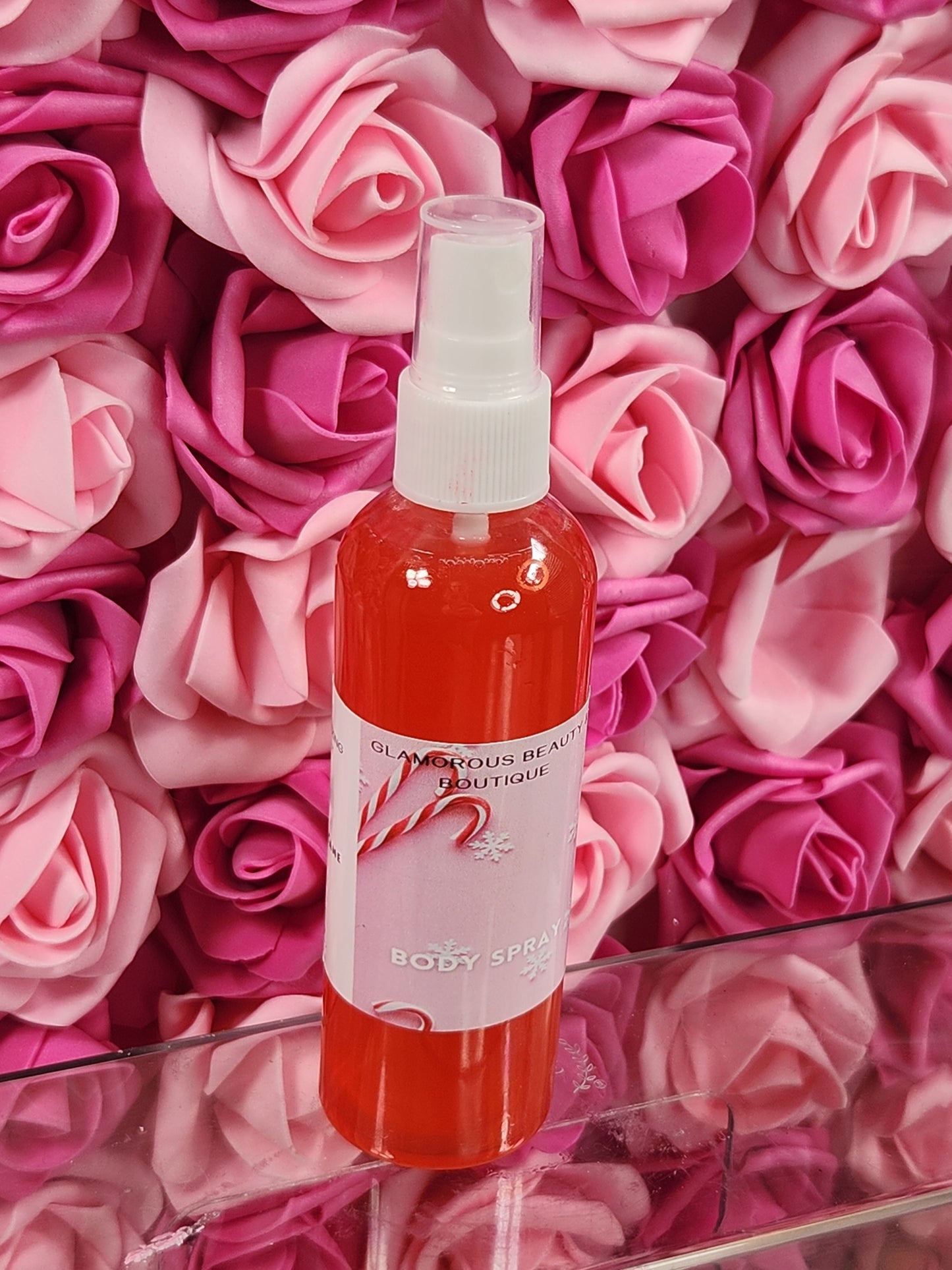 Candy Cane Moisturizing Body Spray. 4 oz Handmade Alcohol Free Hair and Body Mist - Glamorous Beauty & Boutique