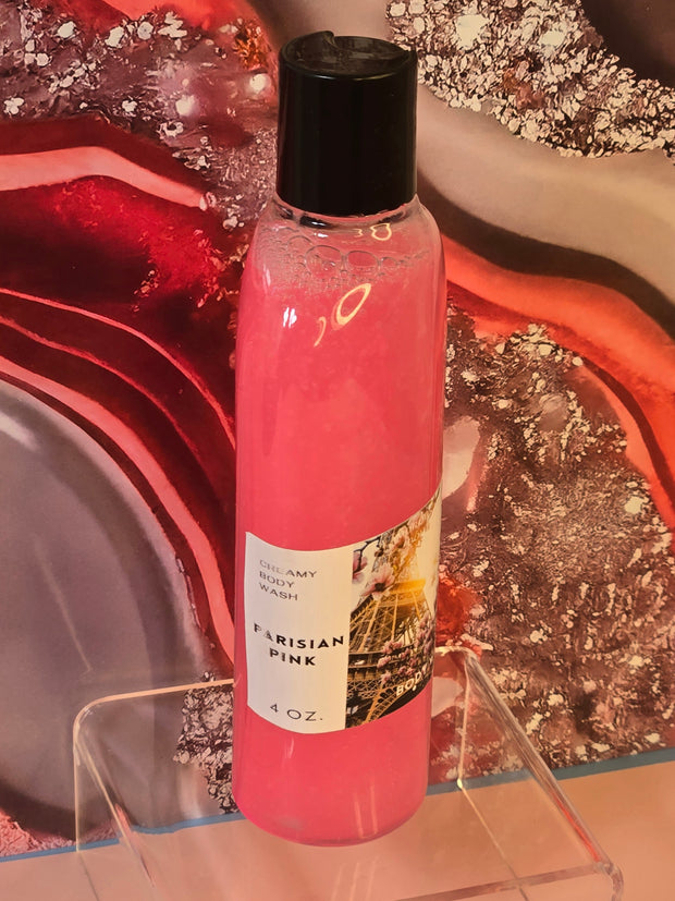 Parisian Pink Foaming All Natural Body Wash. Handmade Moisturizing Shower Gel. luxurious Cleanser